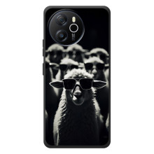 Чехол с принтом стильные животные для Блэквью Шарк 8 (Овечка в очках)