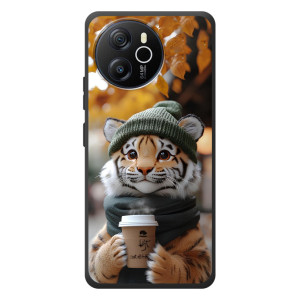 Печатный чехол «Зверята с кофе» для Blackview Shark 8 – Тигр с кофе
