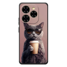 Чохол з принтом стильні тварини для Чорнийвид Шарк 9 (Кіт з кавою)