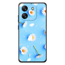 Чехол с Цветами для Blackview Wave 6C (ромашки на голубом)