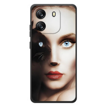 Бампер с изображением Котиков для =Блэк Вью Вејв 6С (Женщина кошка)