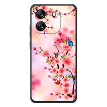 Чехол с принтом САКУРЫ на Blackview Wave 6C – Бабочки на сакуре