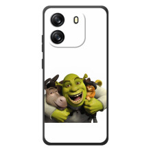 Печатный чехол с принтом Шрек для Blackview Wave 6C – Шрек осел и кот