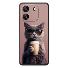 Чохол з принтом стильні тварини для Чорнавію Веве 6С (Кіт з кавою)