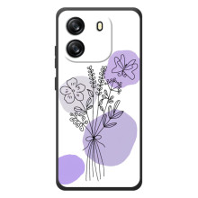 Силконовий чохол з принтом в квітах на Blackview Wave 6C – Фіолетовий букет