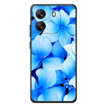 Силиконовый бампер с принтом (цветочки) на =Блэк Вью Вејв 6С (Синие цветы)