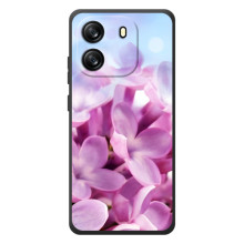 Силиконовый бампер с принтом (цветочки) на =Блэк Вью Вејв 6С (Сиреневые цветы)