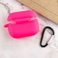 Силіконовий футляр New з карабіном для навушників Airpods Pro – Рожевий