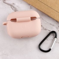 Силиконовый футляр New с карабином для наушников Airpods Pro – Розовый