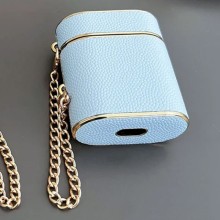 Шкіряний футляр Suitcase для навушників AirPods 1/2 – Blue