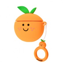 Силиконовый футляр Smile Fruits series для наушников AirPods 1/2 + кольцо – Orange