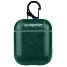 Кожаный футляр Leather series для наушников AirPods – Зеленый