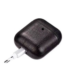 Кожаный футляр Leather series для наушников AirPods – Черный
