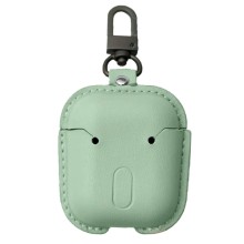 Кожаный футляр Leather bag для наушников AirPods – Зеленый