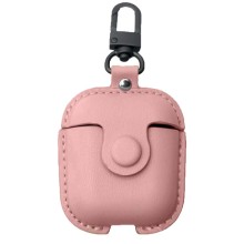 Шкіряний футляр Leather bag для навушників AirPods – Рожевий