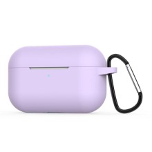 Силіконовий футляр з карабіном для навушників AirPods Pro – Бузковий