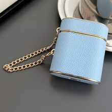 Шкіряний футляр Suitcase для навушників AirPods 1/2 – Блакитний