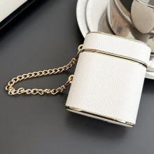 Шкіряний футляр Suitcase для навушників AirPods 1/2 – Білий