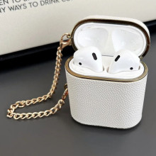 Шкіряний футляр Suitcase для навушників AirPods 1/2 – Білий