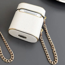Шкіряний футляр Suitcase для навушників AirPods 1/2 – Білий
