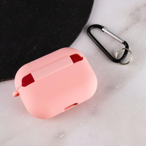 Силиконовый футляр с микрофиброй для наушников Airpods Pro 3 – Розовый
