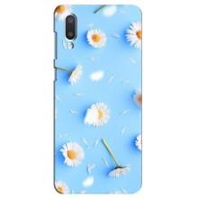 Чехол с Цветами для Samsung Galaxy A02 (ромашки на голубом)