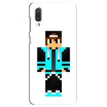 Чехлы для Samsung Galaxy A02 (Персонажи Майн Крафт) (Мальчик в голубом)