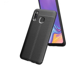 ТПУ накладка Autofocus с имитацией кожи для Samsung A30 / A20 – Черный