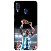 Чехлы Лео Месси Аргентина для Samsung Galaxy a20 2019 (A205F) (Счастливый Месси)