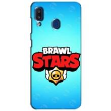 Чехлы Brawl Stars для Samsung Galaxy a20 2019 (A205F) (AlphaPrint) – Лого Бравл Старс