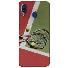 Чехлы с принтом Спортивная тематика для Samsung Galaxy a20 2019 (A205F) (Ракетки теннис)