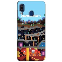 Чехол Майнкрафт на Samsung Galaxy a20 2019 (A205F) (AlphaPrint) Minecraft (фон Minecraft)