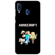 Чехол Майнкрафт на Samsung Galaxy a20 2019 (A205F) (AlphaPrint) Minecraft (герои Minecraft)