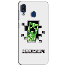 Чехол Майнкрафт на Samsung Galaxy a20 2019 (A205F) (AlphaPrint) Minecraft (крипер Майнкрафт)