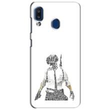 Силиконовый чехол с картинкой "Герой Pubg" на Samsung Galaxy a20 2019 (A205F) (Из букв)