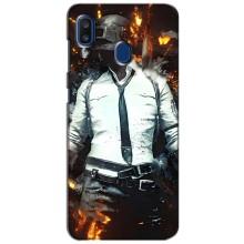 Силиконовый чехол с картинкой "Герой Pubg" на Samsung Galaxy a20 2019 (A205F) (Man Пубг)