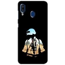 Силиконовый чехол с картинкой "Герой Pubg" на Samsung Galaxy a20 2019 (A205F) (Пубг мен)
