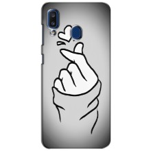 Чехол с принтом для Samsung Galaxy a20 2019 (A205F) (AlphaPrint - Знак сердечка) – Значок Love