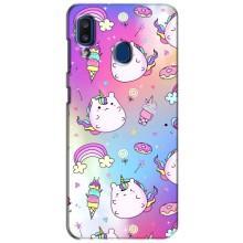 Чехол Unicorn на Samsung Galaxy a20 2019 (A205F) (Радуга и Единорог)