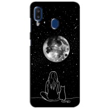 Чехол с рисунком кот на Samsung Galaxy a20 2019 (A205F) (Девушка с котом)