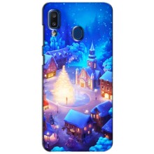 Рождественские Чехлы для Samsung Galaxy a20 2019 (A205F) (VPrint) (Рождественский город)