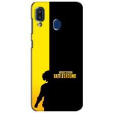 Чехол (TPU) с картинкой "Лого Пабг" на Самсунг А20 (2019) – Battlegrounds