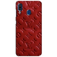 Текстурный Чехол Louis Vuitton для Самсунг А20 (2019) – Красный ЛВ