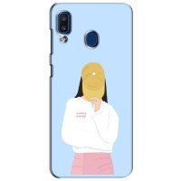 Силиконовый Чехол на Samsung Galaxy a20 2019 (A205F) с картинкой Стильных Девушек – Желтая кепка