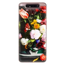 Брендновые Чехлы для Samsung Galaxy a80 2019 ( A805F ) - (PREMIUMPrint) (Nike цветы)