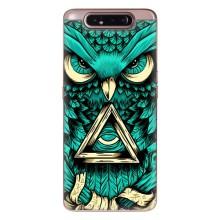 Чехлы с принтом СОВЫ для Samsung Galaxy a80 2019 ( A805F ) – Зеленая сова