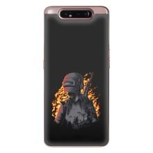 Силиконовый чехол с картинкой "Герой Pubg" на Samsung Galaxy a80 2019 ( A805F ) – В огне