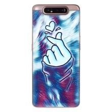 Чехол с принтом для Samsung Galaxy a80 2019 ( A805F ) (AlphaPrint - Знак сердечка) – Радужное сердце