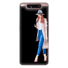 Чехол с картинкой Модные Девчонки Samsung Galaxy a80 2019 ( A805F ) – Девушка со смартфоном