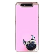 Бампер для Samsung Galaxy a80 2019 ( A805F ) с картинкой "Песики" (Собака на розовом)